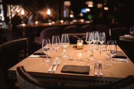 Wine Glasses in Restaurant
